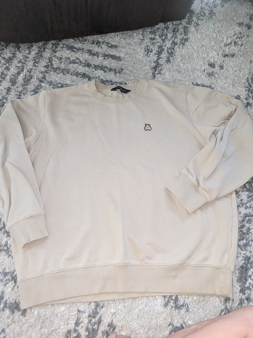 Teddy Fresh Cream Crewneck Sweater with Small Bear Emblem